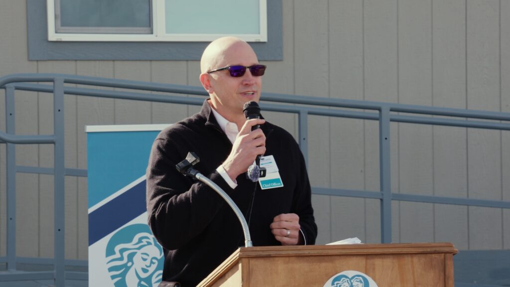 Dr. Jonathan Melk, Chiricahua Community Health Center chief executive officer speaks at the opening ceremony of the permanent clinic in Willcox. Danny Sax/AZPM